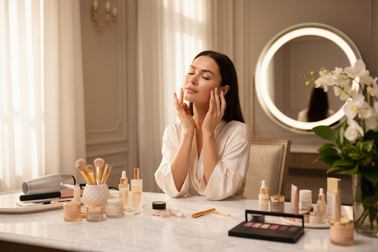 and skincare with a woman